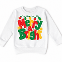 Merry and Bright Christmas design on a white sweatshirt