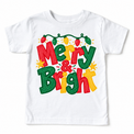 Merry and Bright Christmas design on a white tee