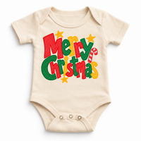 Merry Christmas Christmas design on a natural bodysuit