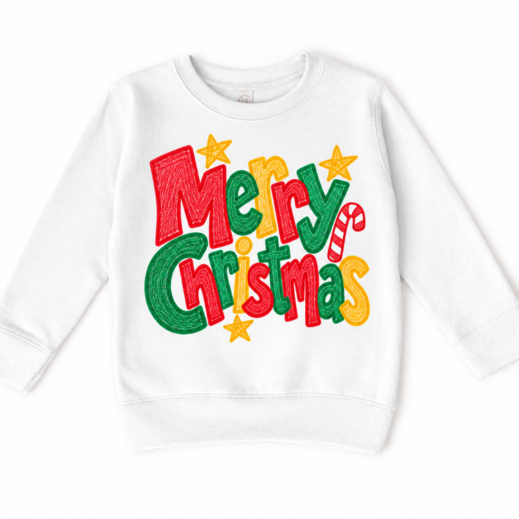 Merry Christmas Christmas design on a white sweatshirt