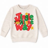 Jingle All the Way Christmas design on a natural sweatshirt
