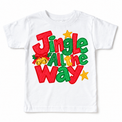 Jingle All the Way Christmas design on a white tee