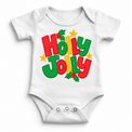 Holly Jolly Christmas design on a white bodysuit