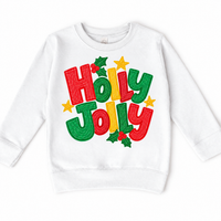 Holly Jolly Christmas design on a white sweatshirt