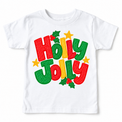 Holly Jolly Christmas design on a white tee