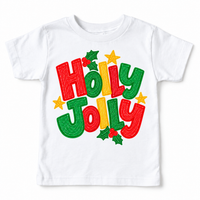 Holly Jolly Christmas design on a white tee