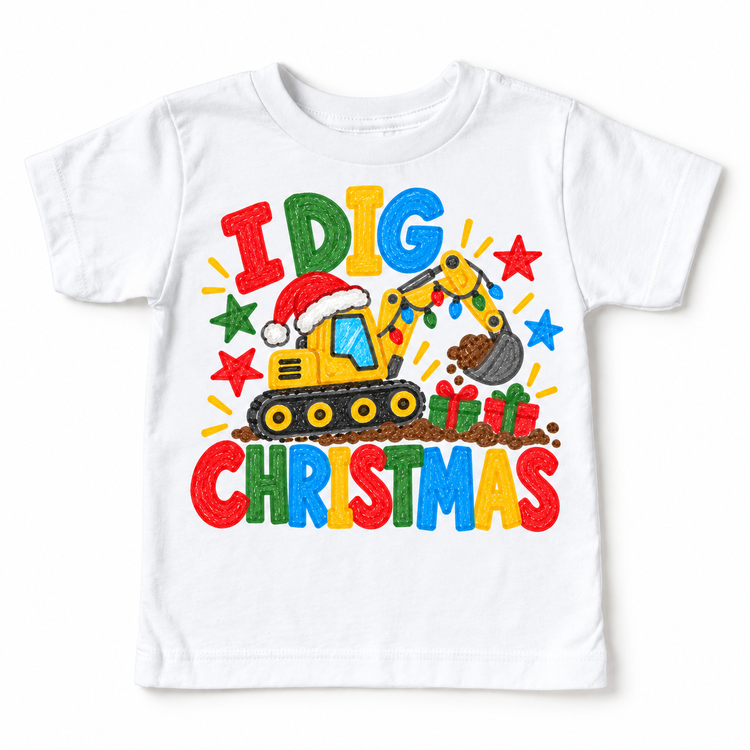 I Dig Christmas design on a white tee