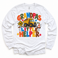 Grandpa's Little Helper design on a white long sleeve tee