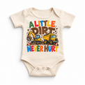 A Little Dirt Never Hurt design on a natural bodysuit