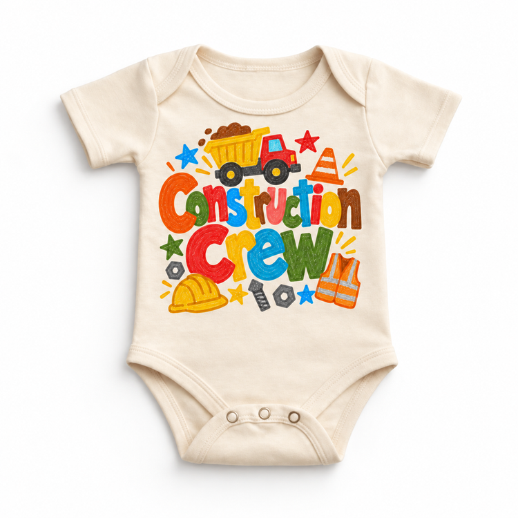 Construction Crew design on a natural bodysuit