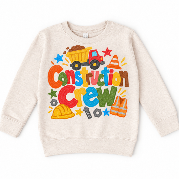 Construction Crew design on a natural sweatshirt