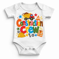 Construction Crew design on a white bodysuit