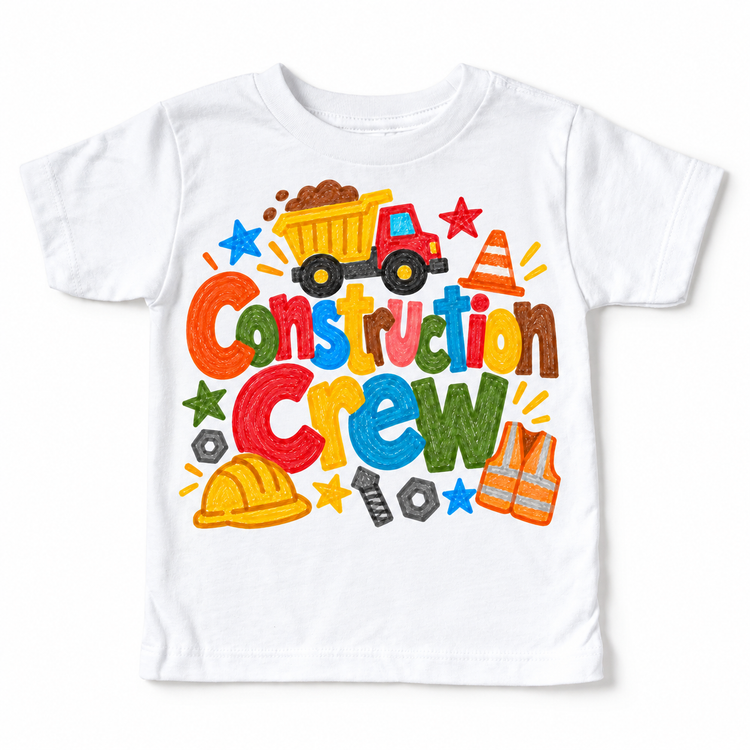 Construction Crew design on a white tee