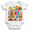 A Little Dirt Never Hurt design on a white bodysuit