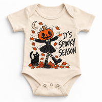 It's Spooky Season graphic on natural bodysuit, front view on white background