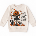 It's Spooky Season graphic on natural sweatshirt, front view on white background