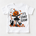 It's Spooky Season graphic on white tee, front view on white background