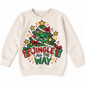 Jingle All the Way graphic on natural sweatshirt, front view on white background