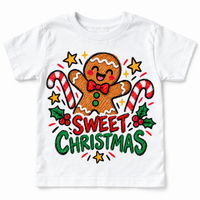 Sweet Christmas graphic on white tee, front view on white background