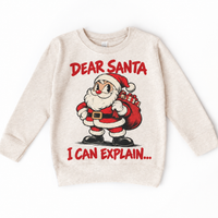 Dear Santa I Can Explain Christmas design on natural heather sweatshirt