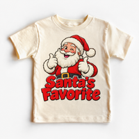 Santa’s Favorite Christmas design on natural short sleeve tee
