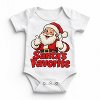Santa’s Favorite Christmas design on white onesie