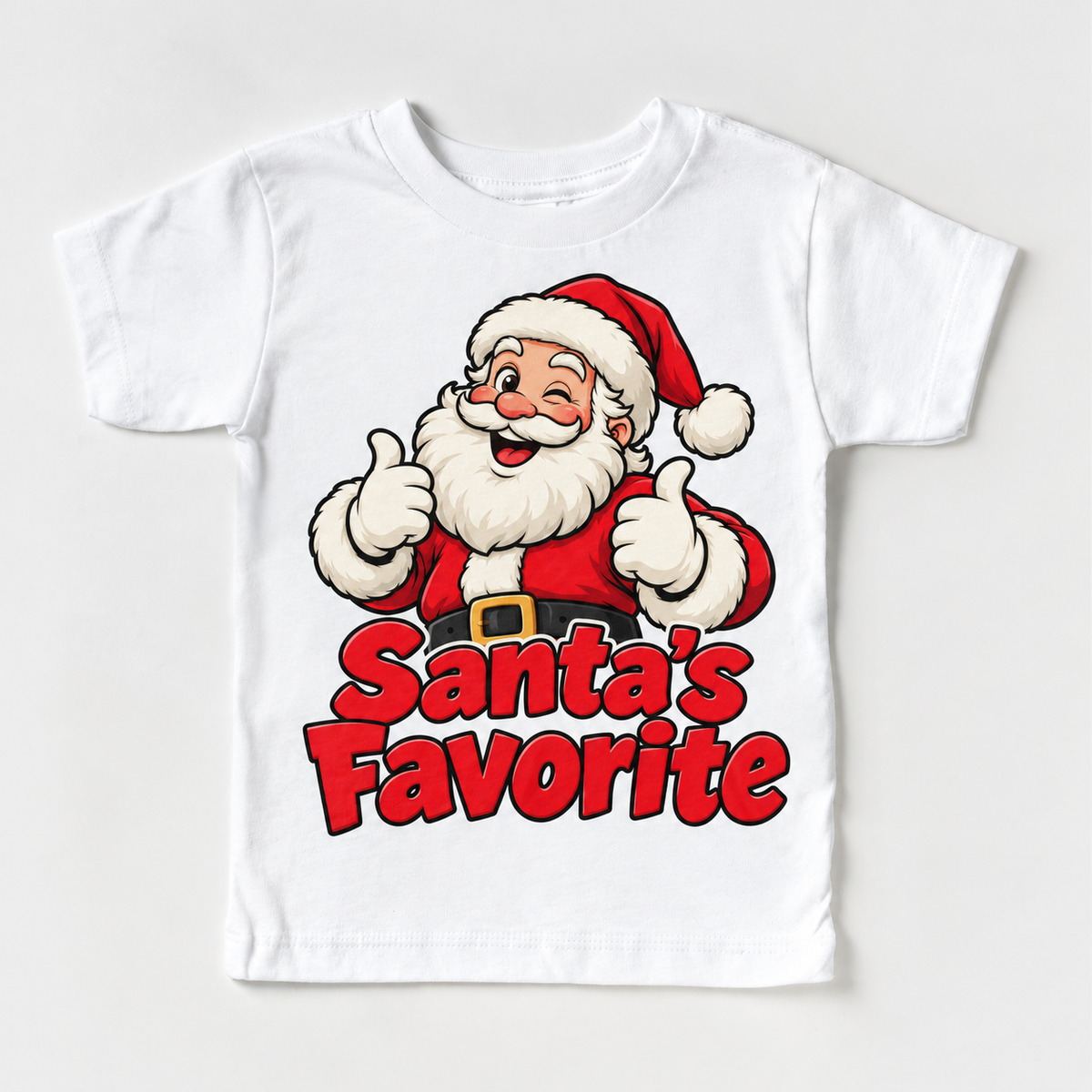 Santa’s Favorite Christmas design on white short sleeve tee