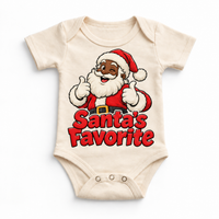 Black Santa’s Favorite Christmas design on natural onesie