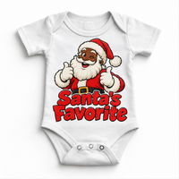 Black Santa’s Favorite Christmas design on white onesie