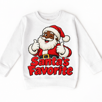 Black Santa’s Favorite Christmas design on white sweatshirt