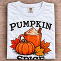 White folded Comfort Colors Pumpkin Spice tee