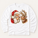 Santa and reindeer Boop Christmas design on white long sleeve