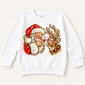 Santa and reindeer Boop Christmas design on white sweatshirt
