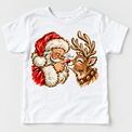 Santa and reindeer Boop Christmas design on white tee