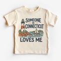 Someone in Connecticut Loves Me design on a natural beige short sleeve T-shirt