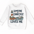 Someone in Connecticut Loves Me design on a white sweatshirt