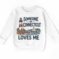 Someone in Connecticut Loves Me design on a white sweatshirt
