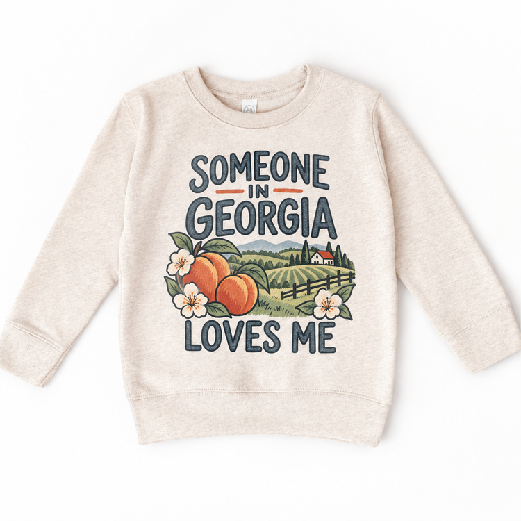 Someone in Georgia Loves Me design on a natural beige sweatshirt
