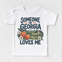 Someone in Georgia Loves Me design on a white short sleeve T-shirt