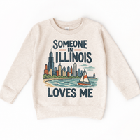 Someone in Illinois Loves Me design on a natural beige sweatshirt
