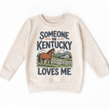 Someone in Kentucky Loves Me design on a natural beige sweatshirt