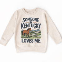 Someone in Kentucky Loves Me design on a natural beige sweatshirt