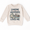 Someone in Mississippi Loves Me design on a natural beige sweatshirt