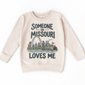 Someone in Missouri Loves Me design on a natural beige sweatshirt