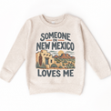 Someone in New Mexico Loves Me design on a natural beige sweatshirt