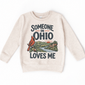 Someone in Ohio Loves Me design on a natural beige sweatshirt