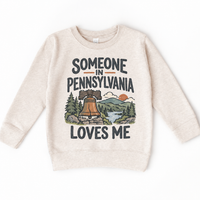 Someone in Pennsylvania Loves Me design on a natural beige sweatshirt