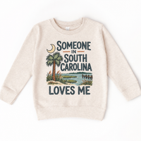 Someone in South Carolina Loves Me design on a natural beige sweatshirt