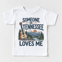Someone in Tennessee Loves Me design on a white short sleeve T-shirt