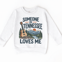 Someone in Tennessee Loves Me design on a white sweatshirt